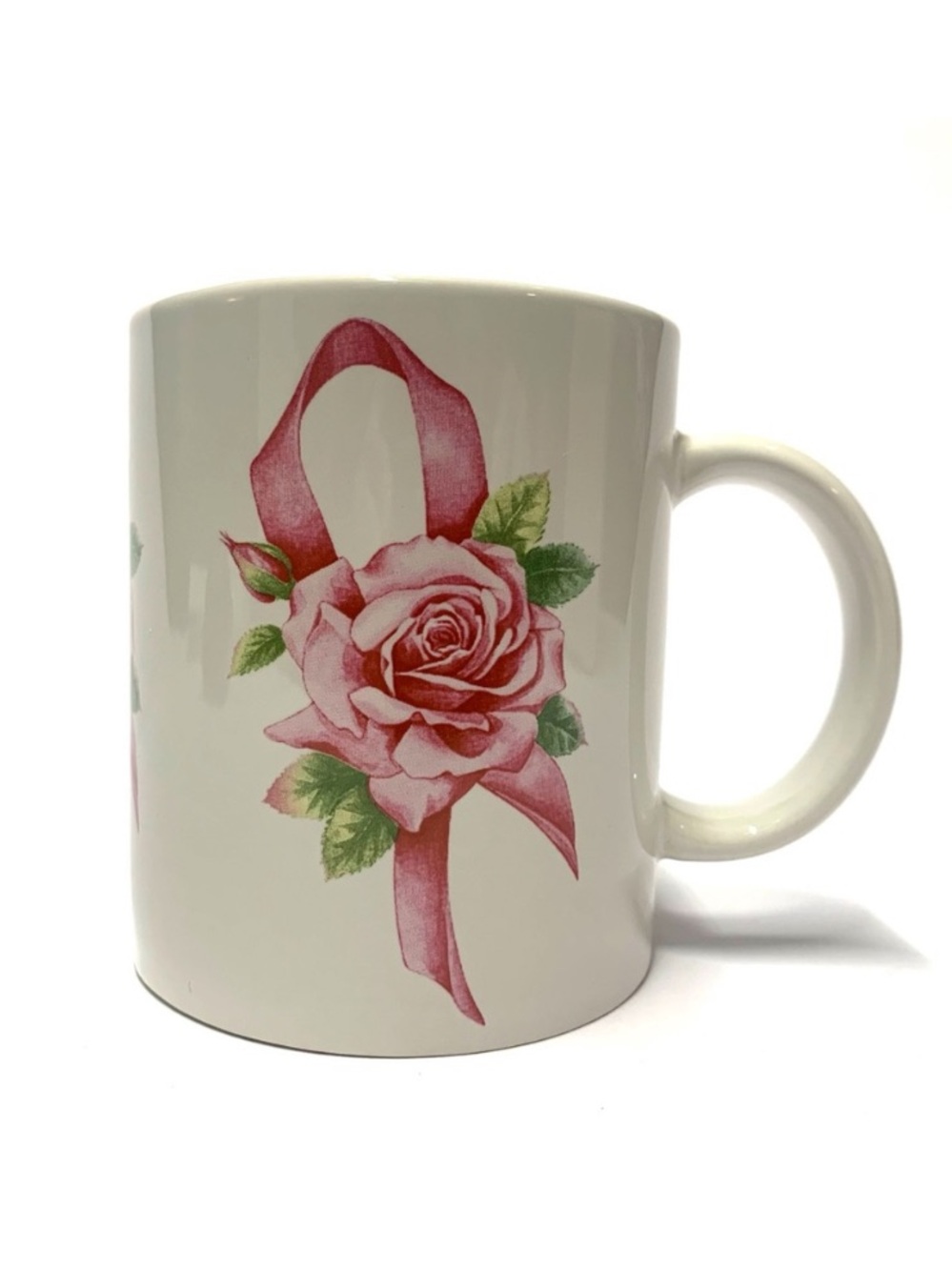 Avon Pink Ribbon Rose Mug Breast Cancer Awareness 10 oz Coffee Cup